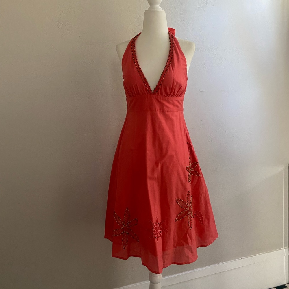 Coral Halter Dress